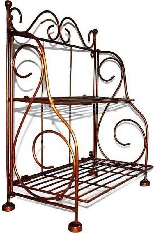 FlipsShoppee Kitchen Spice Rack, Bathroom, Flower Pot Counter top Counter Storage Shelf Organizer, IRON Kitchen Rack Iron Kitchen Rack (Brown) Containers Kitchen Rack  (Cast Iron, Black, Brown)