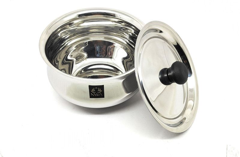 Nyra Stainless Steel Pulao Handi with Lid and PVC Knob, Cooking Pot Glossy Finish Handi 2.5 L with Lid  (Steel)