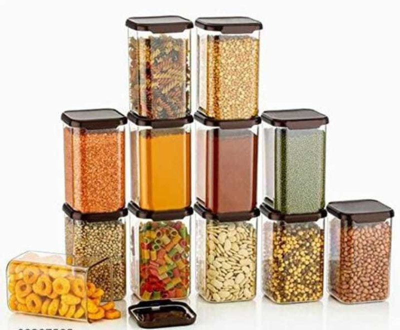 DAX Plastic Grocery Container - 1100 ml  (Pack of 12, Brown)