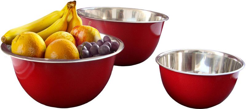 HM Steels Stainless Steel Salad Bowl  (Pack of 1, Red)