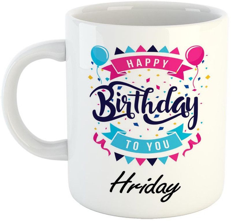 FABTODAY Best Gift for Birthday, Name - Hriday Ceramic Coffee Mug  (350 ml)
