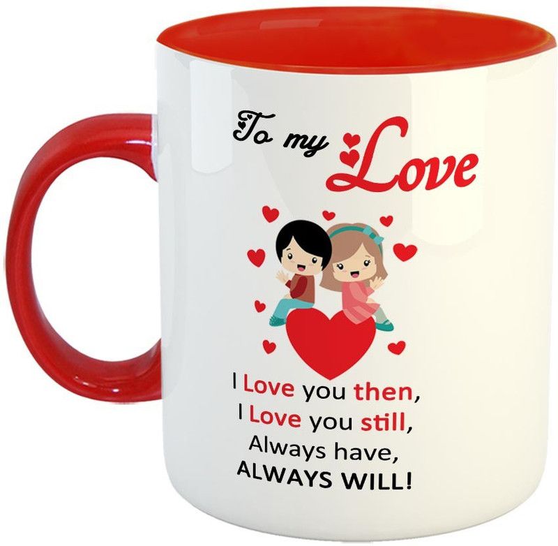 FABTODAY To My Love Coffee - Best Valentine Gift for Husband and Boyfriend Girlfriend Wife - Color - Red Ceramic Coffee Mug  (350 ml)