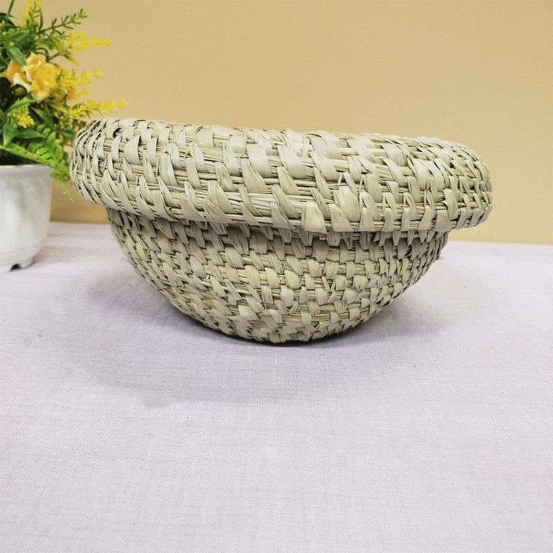 Shabari Bamboo Handcrafted Multipurpose Bamboo Basket with Lid Storage Basket  (Pack of 1)