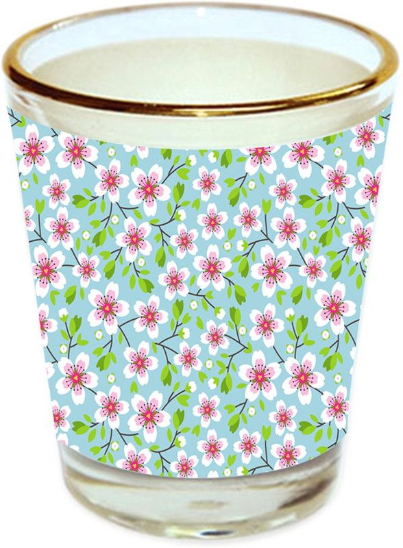 Sri Sai Shopping vodka shot glass multicolor floral design with golden rim for home and bar accessories 40ml (style-10493) Glass Shot Glass  (40 ml, Glass, Multicolor)