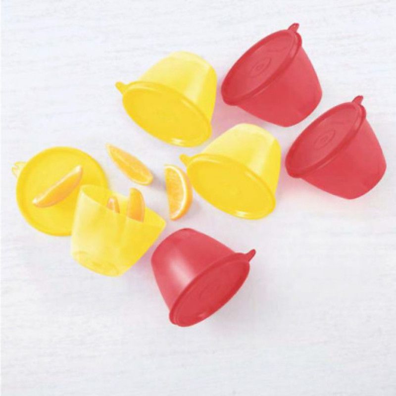 TUPPERWARE - 450 ml Plastic Fridge Container  (Pack of 6, Red, Yellow)