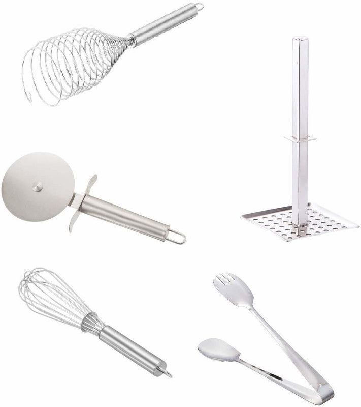 Steeledge Cutlery_set-11 Exclusive Kitchen Tools Combo Silver Kitchen Tool Set  (Silver, Cutter, Whisk, Crusher)