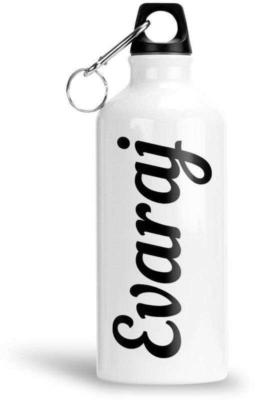 Furnish Fantasy Aluminium Bottle - Best Gift for Happy Birthday, Return Gift, Name - Evaraj 600 ml Bottle  (Pack of 1, White, Black, Steel/Chrome, Aluminium)