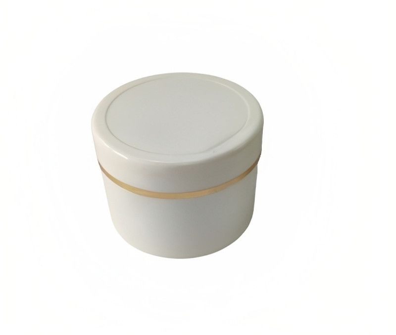 M.C. PIPWALA Empty White Plastic Jar Storage Container with Golden Rim Cosmetic Container - 100 ml Plastic Utility Container  (Pack of 5, Clear)