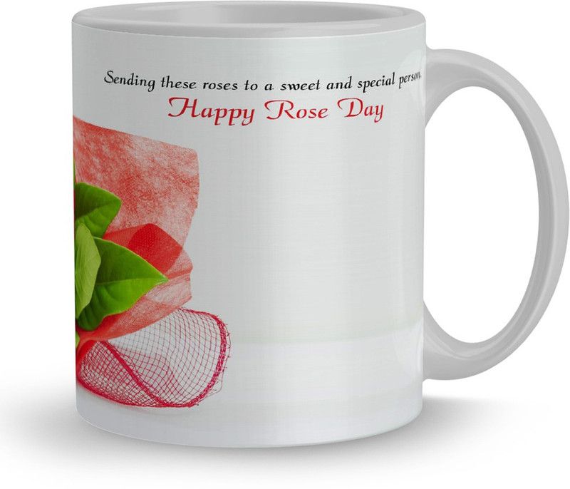 Happy Rose Day Valentine Gifts For Boyfriend Valentine Gift 320Ml Multicolor Ceramic Coffee Mug  (320 ml)