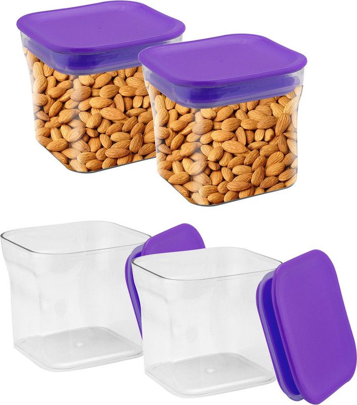 Zeom Plastic Grocery Container - 600 ml  (Pack of 4, Purple)