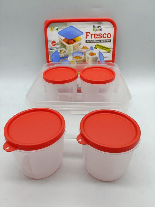 Nabhya Plastic Grocery Container - 500 ml  (Pack of 5, Red)