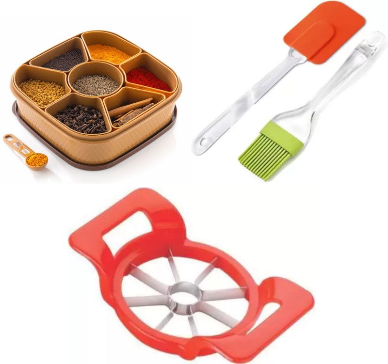 FEEDNIX WOMAN'S FRIST CHOICE FOR 7 IN 1 MASALA BOX APPLE CUTTER & SPETULA SET PACK OF 3 Kitchen Tool Set  (Spatula, Slicer)