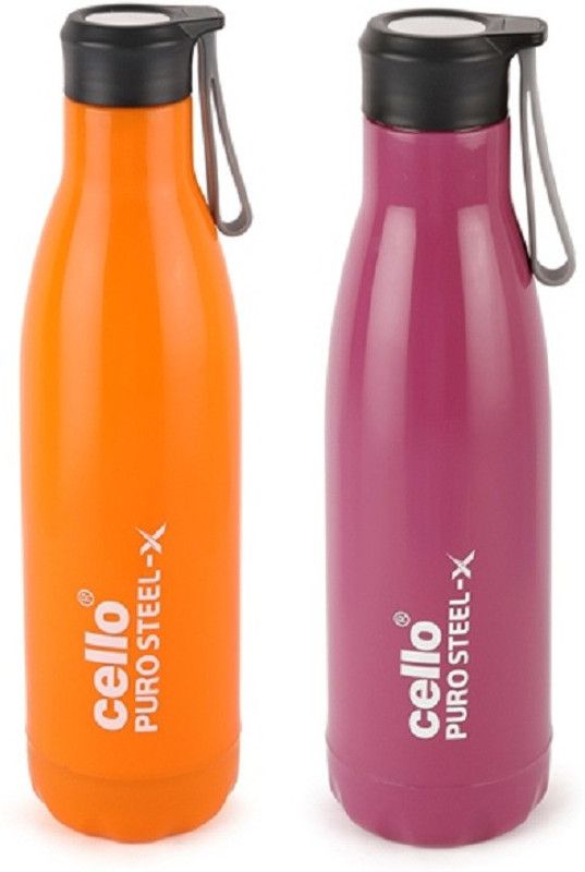 cello rover insulated bottle inner steel 900 ml set of 2 multi 900 ml Bottle  (Pack of 2, Multicolor, Steel)