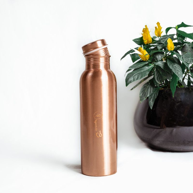 Organic B Plain Copper Water Bottle 900 ml Bottle  (Pack of 1, Copper, Copper)