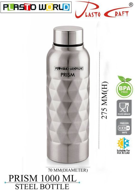 PLASTO CRAFT Prism 1000 ml Bottle  (Pack of 1, Steel/Chrome, Steel)