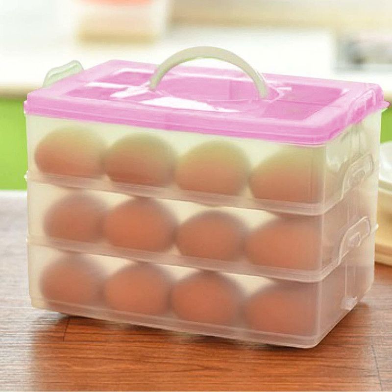 Handy Trendy Plastic Egg Container - 3 dozen  (Multicolor)