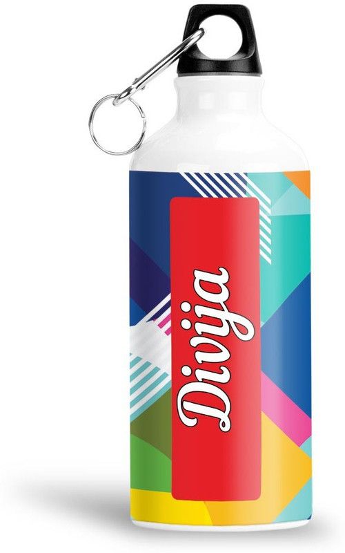 Furnish Fantasy Geometrical Print Aluminium 750ml Water Bottle - Best Birthday Gift - Divija 750 ml Bottle  (Pack of 1, Multicolor, Aluminium)
