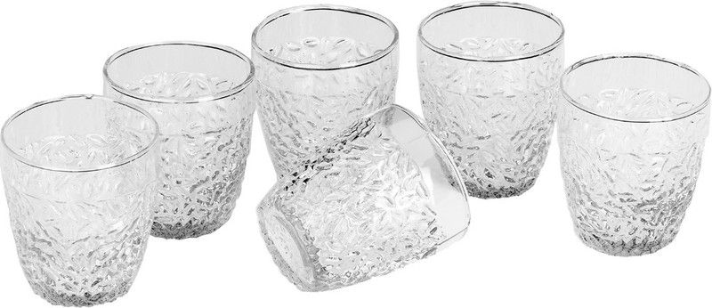 Somil (Pack of 6) Multipurpose Designer Look Transparant Glass Set Of Four No_SK62 Glass Set Water/Juice Glass  (330 ml, Glass, Clear)