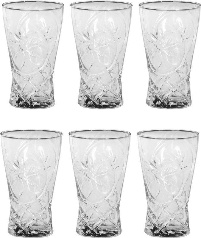 Somil (Pack of 6) Multipurpose Designer Look Transparant Glass Set Of Four No_SK59 Glass Set Water/Juice Glass  (330 ml, Glass, Clear)