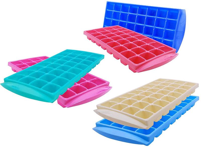 Gretal 32 Cubes Plastic Unbreakable Virgin Plastic Ice Cube Tray (Set of 6,Multi) Multicolor Plastic Ice Cube Tray  (Pack of6)