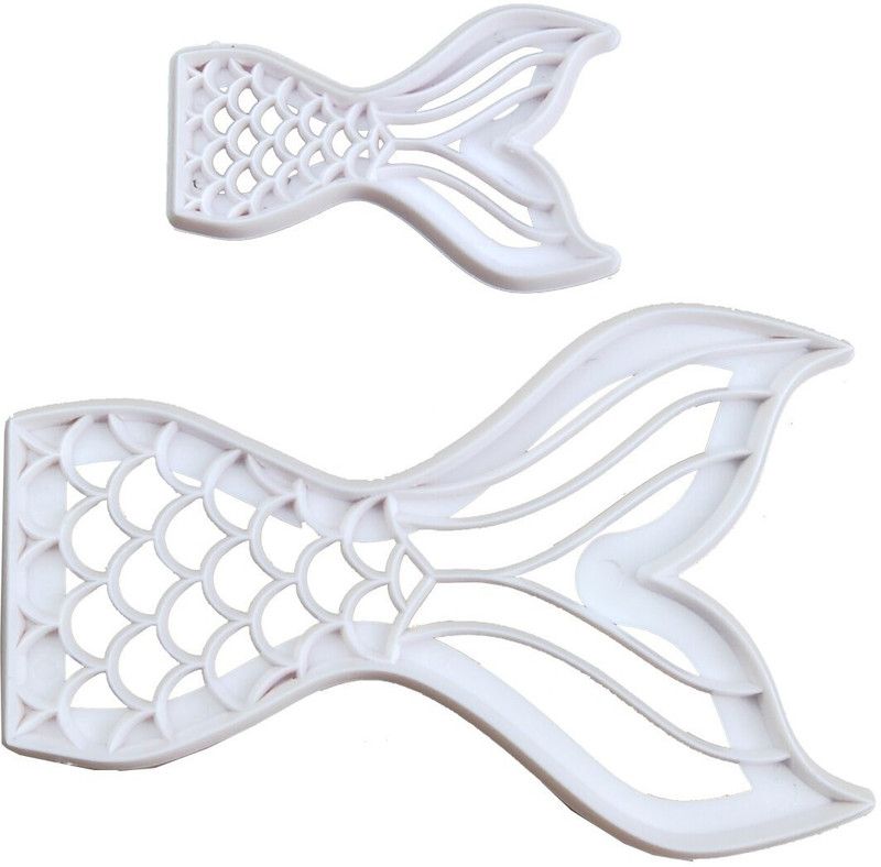 ALAMDAAR 2Pcs Mermaid Aquatic Cake Plastic Fondant Gumpaste Theme Biscuit Baking Cookie Cutter  (Pack of 2)