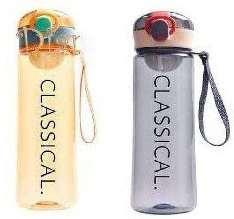 Plastic Classic Water Bottle with Flip Lock Cap Pack Of 1 800 ml Bottle  (Pack of 2, Plastic)