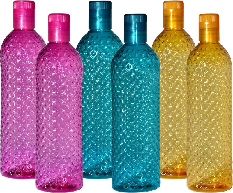 Dimond Plastic Fridge,office,Home Water Bottle 1000 ml Bottle with Aone Quality 1000 ml Bottle  (Pack of 6, Multicolor, Plastic)