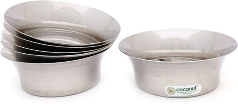 COCONUT Stainless Steel Dessert Bowl Stainless Steel Choclate Bowl / Veg Bowl / Vati Katori Serving Bowl - Set of 6 Bowls ( Diamater - 7.25 Inches Each)  (Pack of 6, Silver)