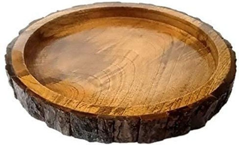 CRAFTSEXPORT Wooden Serving Tray Round Shape with Original bakkal 12 inch.. Tray