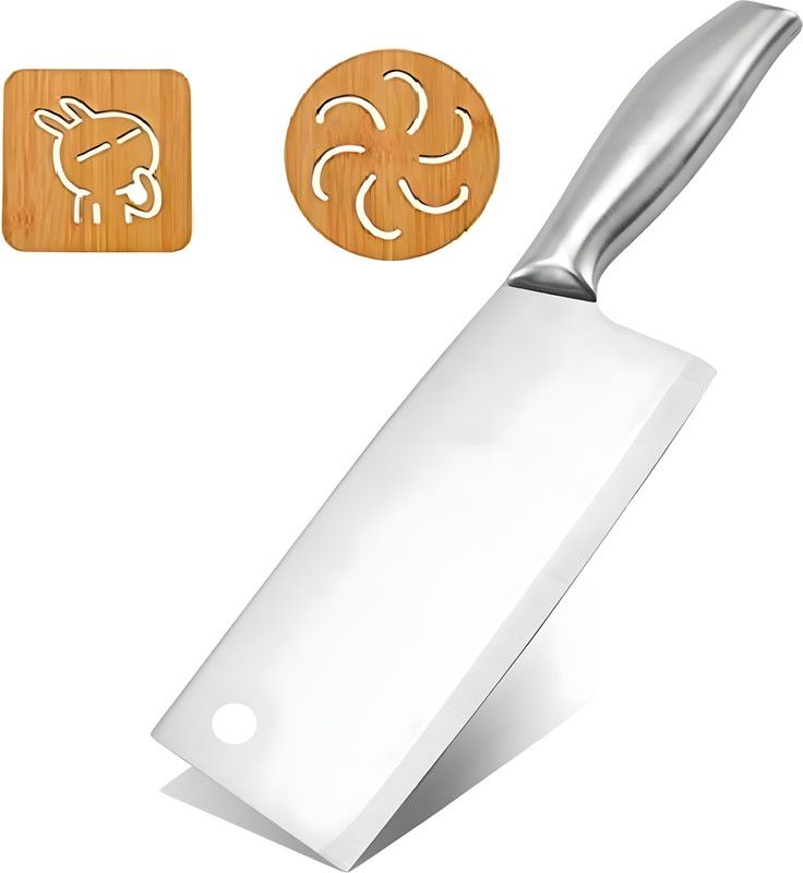 Dhvsam Premium Silver Vegetable, Meat Cleaver- Butcher Knife with Stainless Handle Stainless Steel Knife  (Pack of 1)