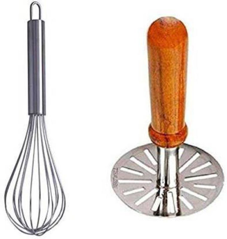 GENMAN Retail Store Masher Combo Set of 2 pcs Stainless Steel Potato Vegetable Masher & Egg WHISKER & MASHER Kitchen Tool Set  (Whisk, Masher)