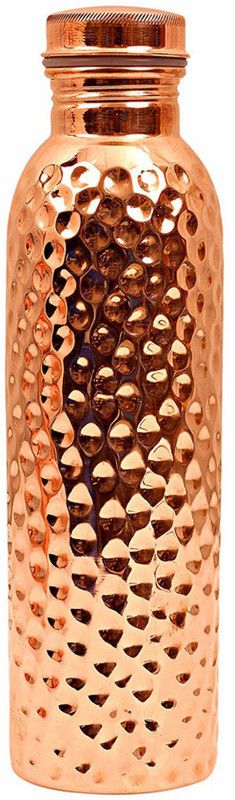 UNICOP Pure Copper High Quality Hammer Style Bottle For Storage Water 1000 ml Bottle  (Pack of 1, Brown, Copper)
