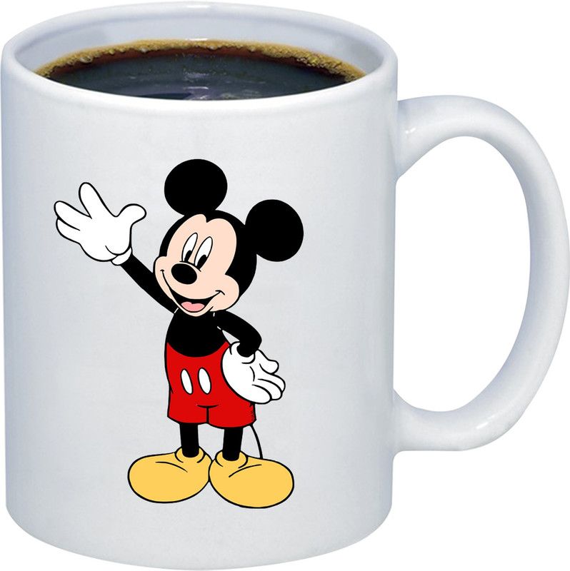 ADITI Designs Mickey Mouse on transparent background theme Ceramic Coffee Mug  (350 ml)