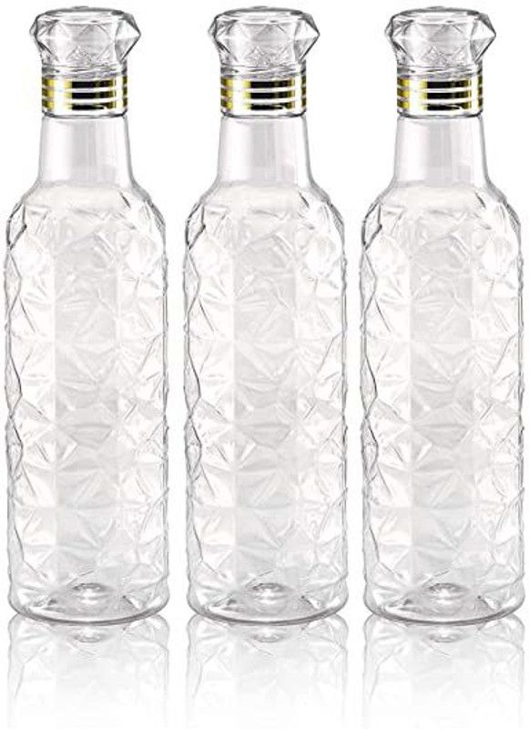 SKORTIX Crystal Water Bottle for Fridge Office School Gym 1000ml Set of 3 Bottle 1000 ml Bottle  (Pack of 3, Clear, Plastic)