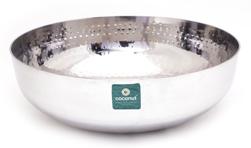 COCONUT Hammered Taasla (Without Handle & Lid) Heavy 18 Guage Fry Pan 28 cm diameter 3000 L capacity  (Stainless Steel)