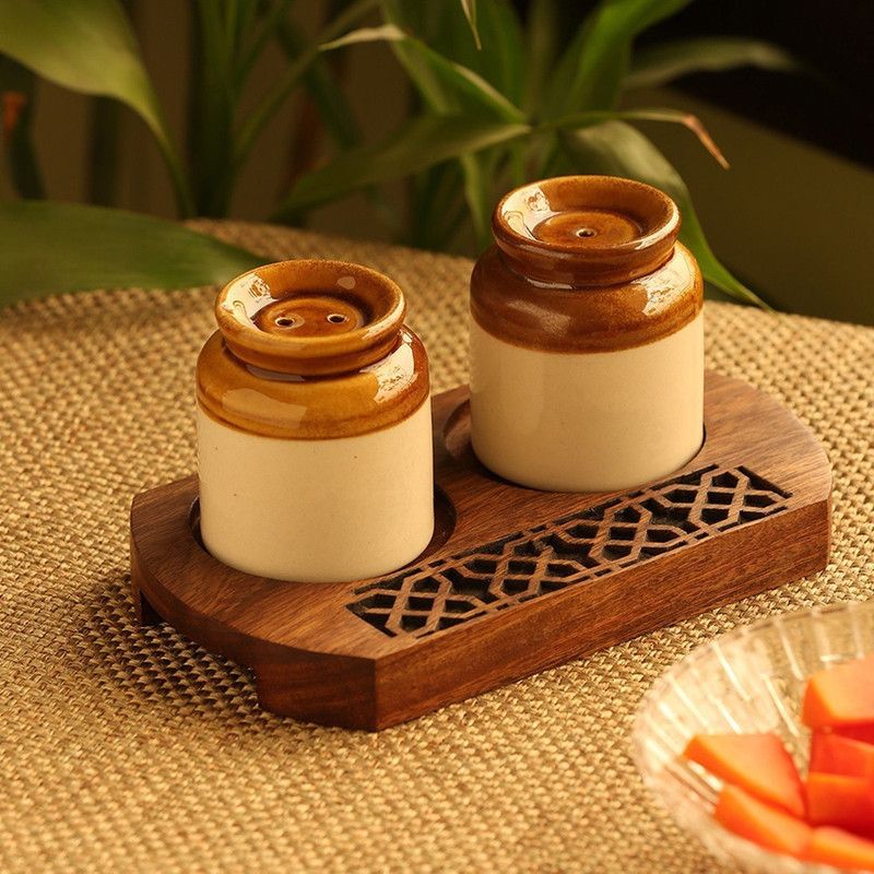 ExclusiveLane Salt & Pepper Set Ceramic  (3 Piece)