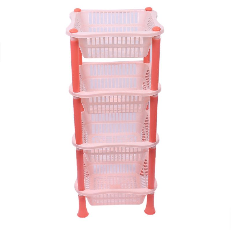KUBER INDUSTRIES Fruits/Vegetables Kitchen Rack Plastic Plastic 4 Layer Multi-purpose Kitchen Storage Basket Rack (Beige)-CTKTC13259