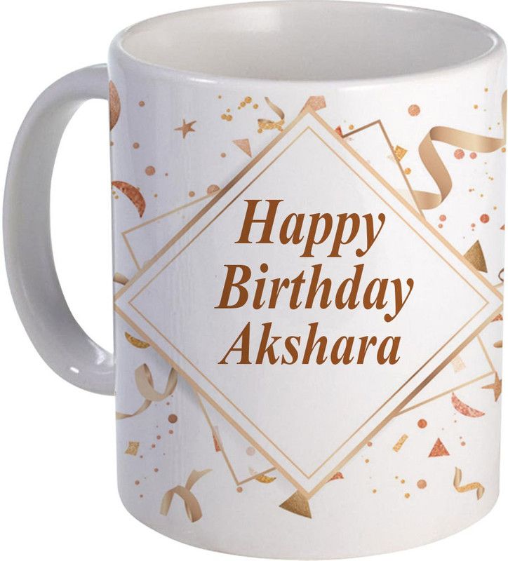 COLOR YARD best happy birth day Akshara on white Ceramic Coffee Mug  (325 ml)