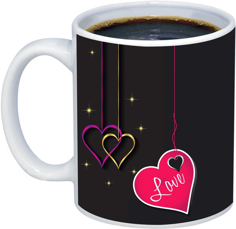 ADITI Designs I Miss You love background theme Ceramic Coffee Mug  (350 ml)