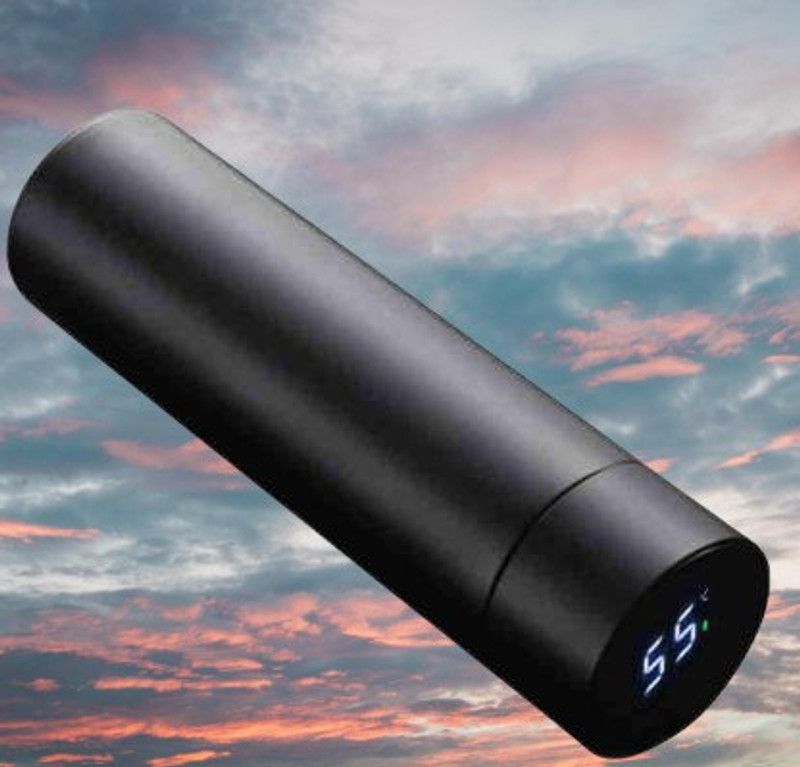 FITUP Hot Cold Water Bottle And LED Display Temperature bottle s10234 500 ml Flask  (Pack of 1, Black, Steel)