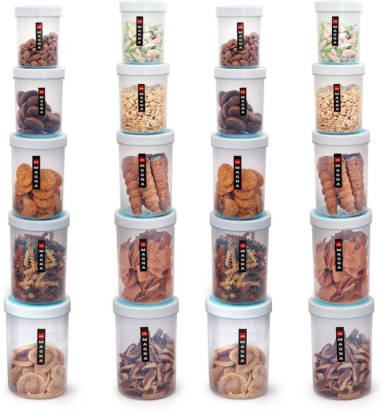 cello Plastic Grocery Container - 500 ml, 1000 ml, 2200 ml, 1700 ml, 750 ml  (Pack of 20, Blue)