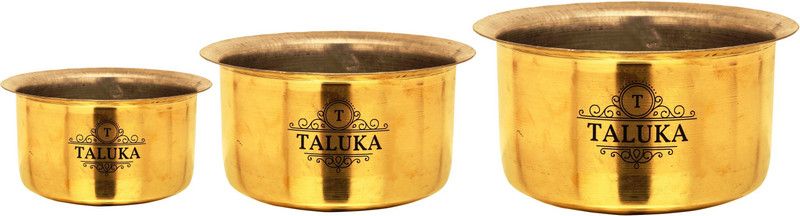 TALUKA Pure Brass Made Nickel Plating Tope Topia/Patila Bhaguna (1250 ML + 1500 ML + 2250 ML) 1 L capacity 7 cm diameter  (Brass)