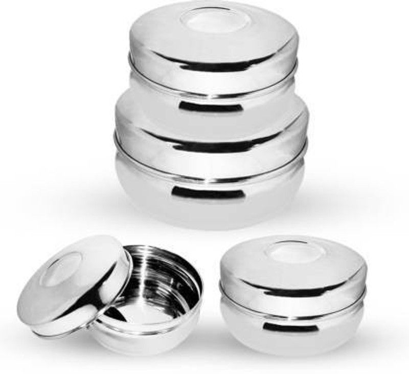 GENMAN Steel Grocery Container - 1650 ml  (Pack of 4, Silver)
