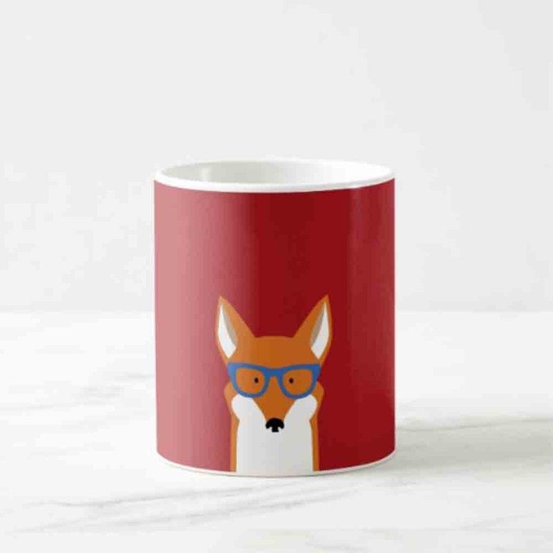 Nutcase Hipster Wolf Red Ceramic Coffee Mug  (330 ml)
