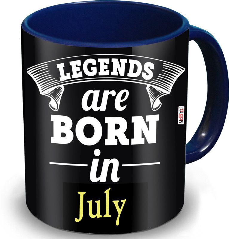 ME&YOU Legends Are Born In July Printed Dark Blue Ceramic Coffee Mug  (325 ml)