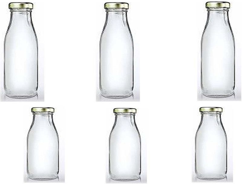 BILAL ANSARI clear hygiene glass water milk juice multipurpose bottle 3(500+300ml) 500 ml Bottle  (Pack of 6, Clear, Glass)