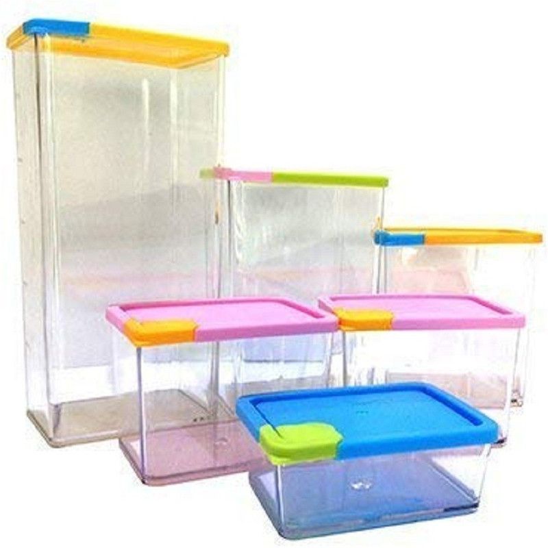 arkit 6 Pcs Stackable & Space- Savvy Pocket Block Spice & Food Storage Box Container - 100 ml, 200 ml, 370 ml, 615 ml, 810 ml, 1230 ml Plastic Grocery Container  (Pack of 6, Multicolor)