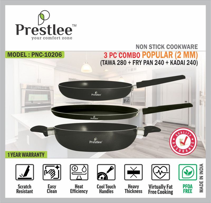 Sabari Prestlee PNC-10206 Non-Stick Cookware/Non Stick Kadhai/Non Stick Set Tawa 28 cm diameter  (Aluminium, Non-stick)