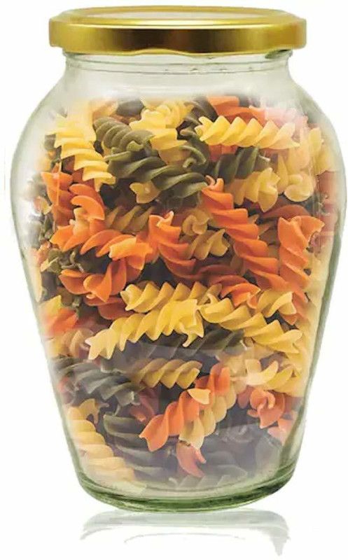 Massive Reckon Pot Jar With Golden Lid 1000 ml 1 pcs - 1000 ml Glass Utility Container  (Clear)