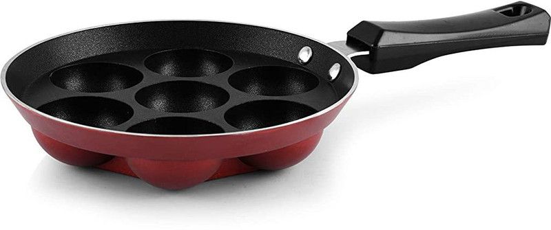 MAFAHH Pre Seasoned Cast Iron Paniyarakkal/Appam/Paddu/Paniyara Pan- 7 Cavities Paniarakkal 0.5 L capacity 20 cm diameter  (Aluminium, Non-stick)
